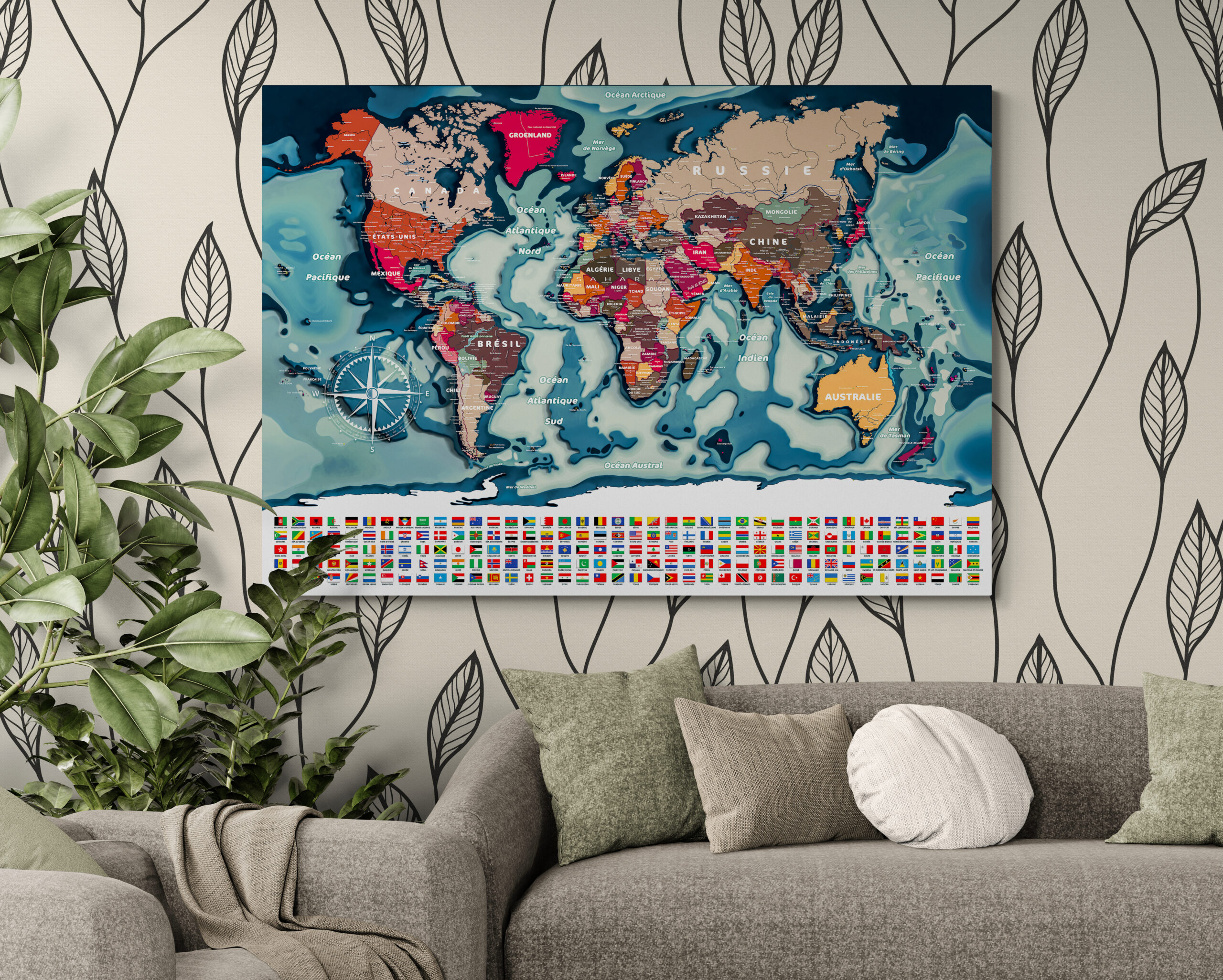 Carte du monde avec drapeaux MM-01